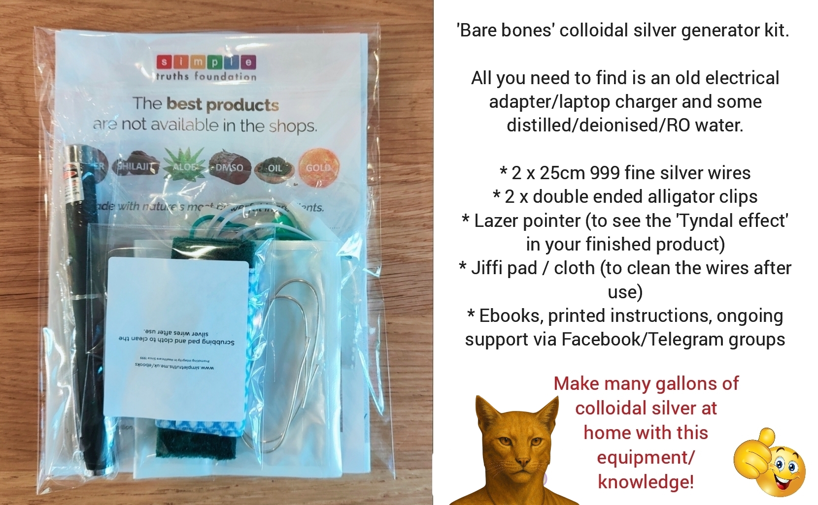 Basic colloidal silver generator components.